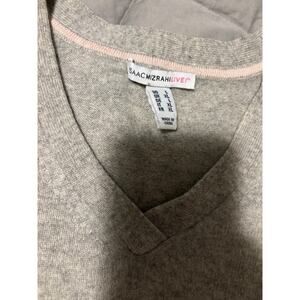 Cashmere 100% Isaac Mizrahi Live light gray v neck long sleeve sweater tunic L